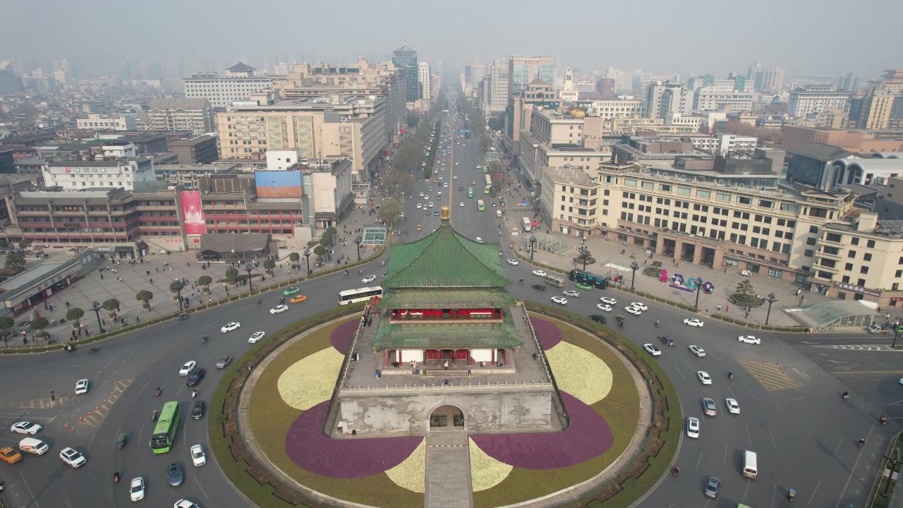 西安钟楼著名旅游景点地标建筑