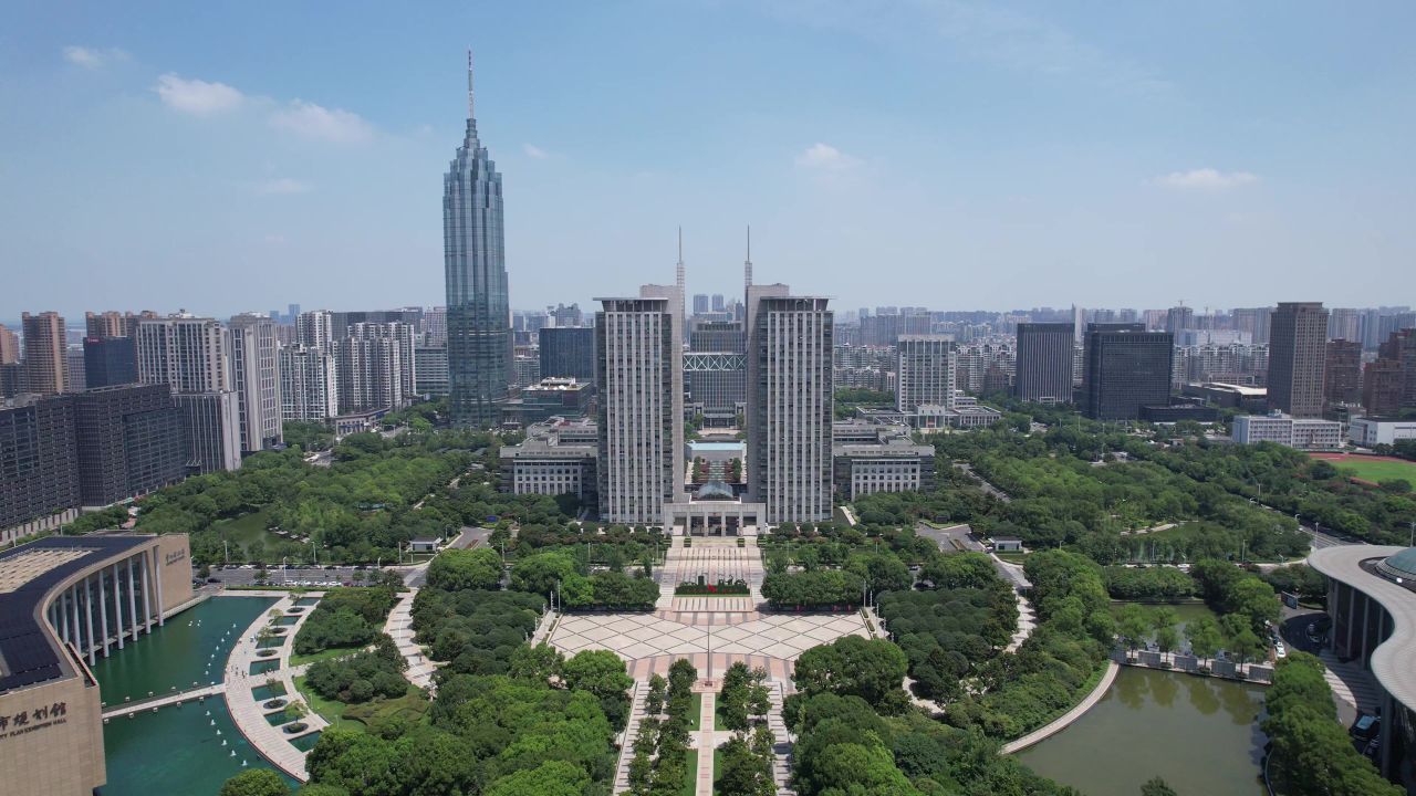  江苏常州城市风光城市建设航拍