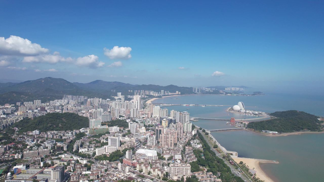 广东珠海城市风光航拍 