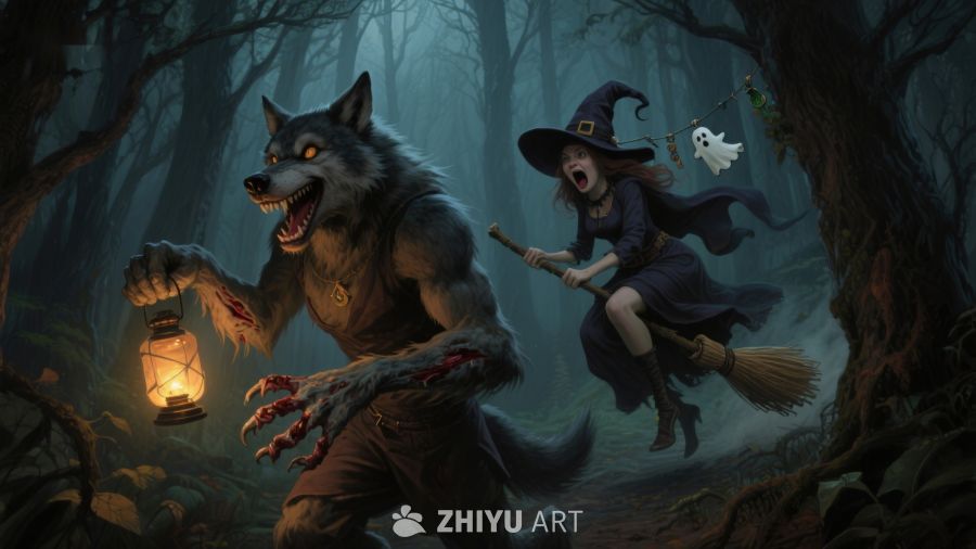 狼人与女巫在森林中的惊险追逐