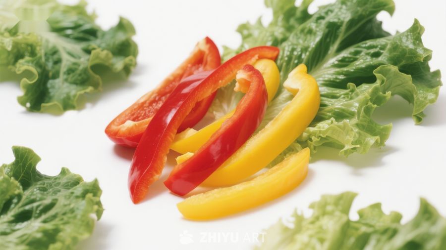 彩椒与生菜切片特写