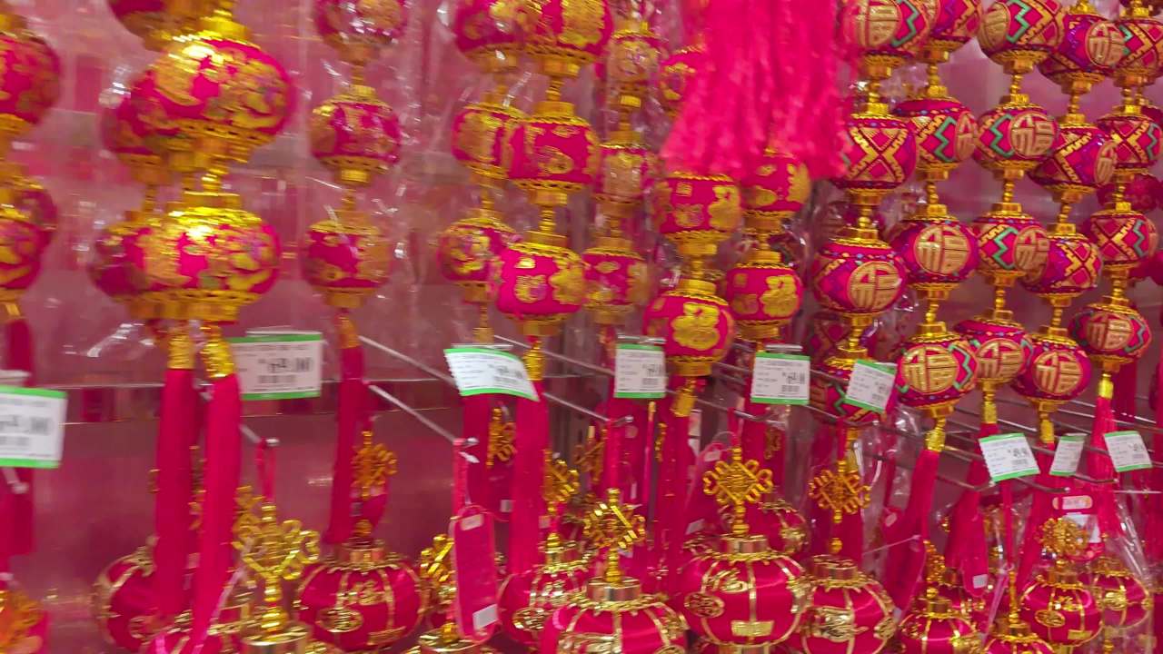 4K超市过年红灯笼等挂件