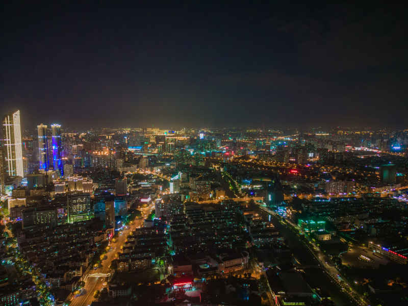 航拍 江苏 无锡 城市 夜景