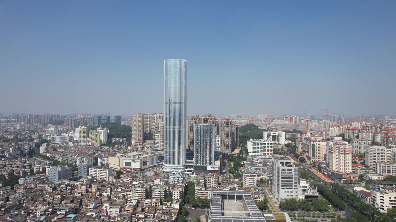 广东中山完美金鹰大厦地标建筑航拍 