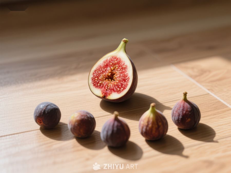 新鲜无花果，一半切开展示内部 743