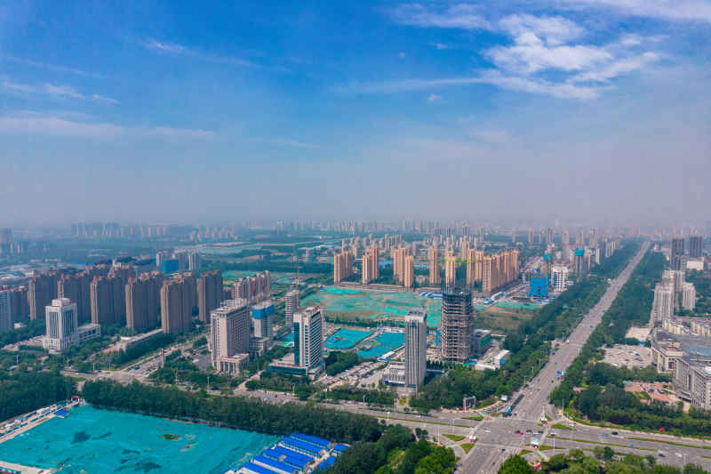 山东德州城市风光航拍摄影图