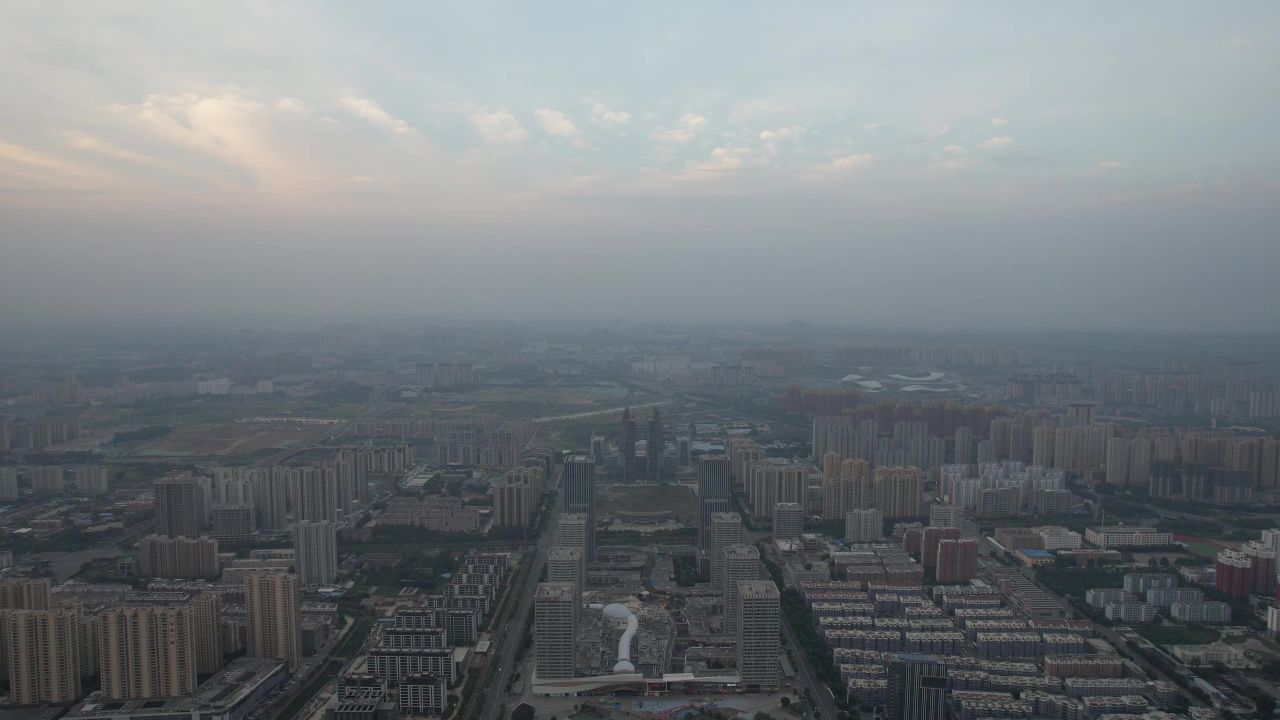 山东泰安城市风光航拍 