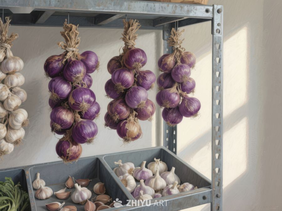 悬挂的洋葱与大蒜展示 795