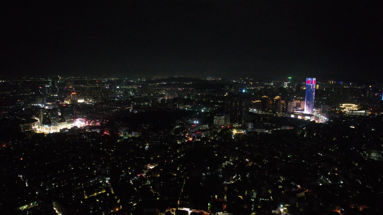广东中山城市夜景灯光航拍
