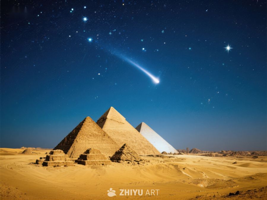 金字塔夜景与流星划过 49