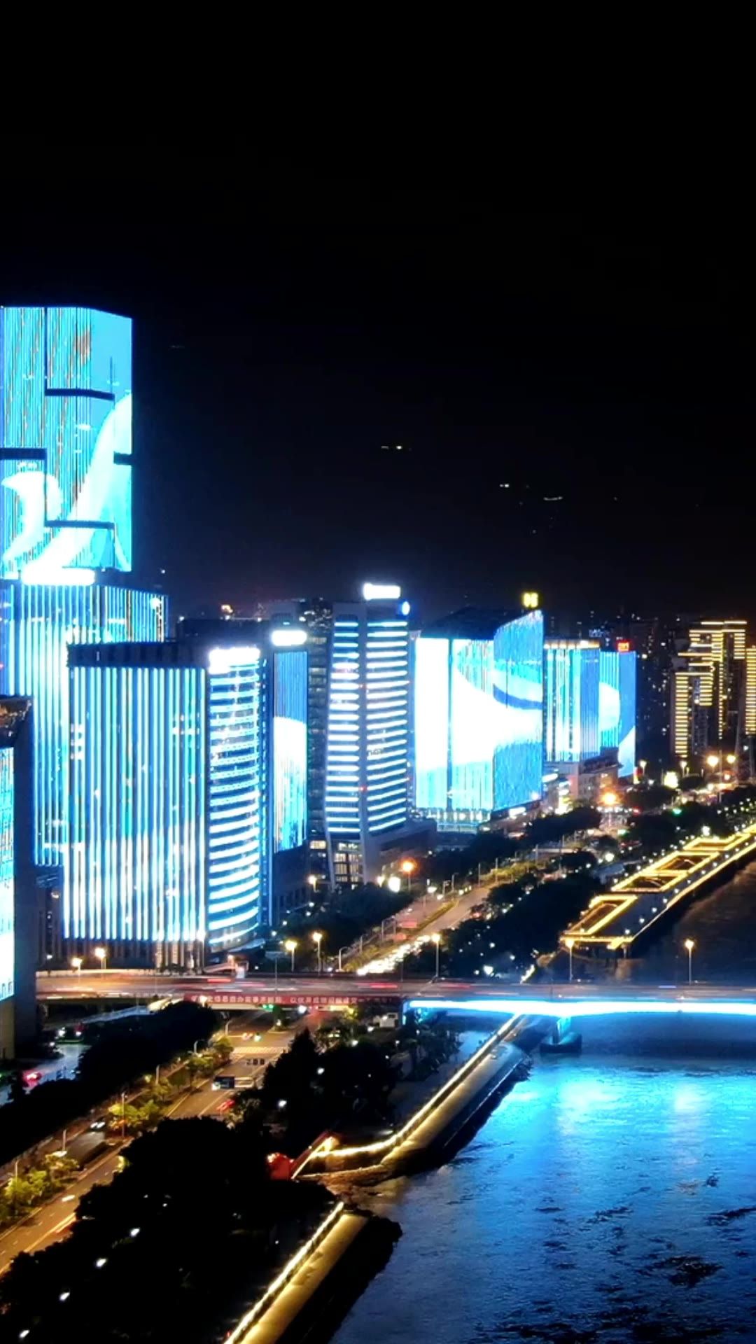 福建福州城市夜景移动延时竖屏