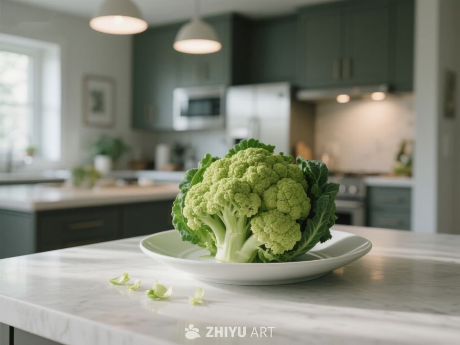 厨房台面上的花椰菜 75