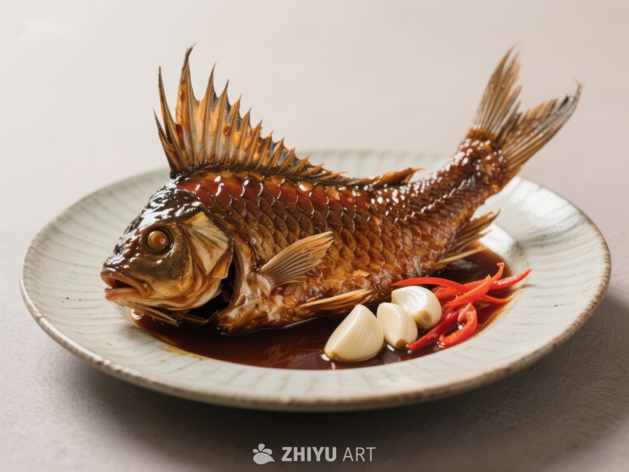 红烧鱼配蒜瓣辣椒 210