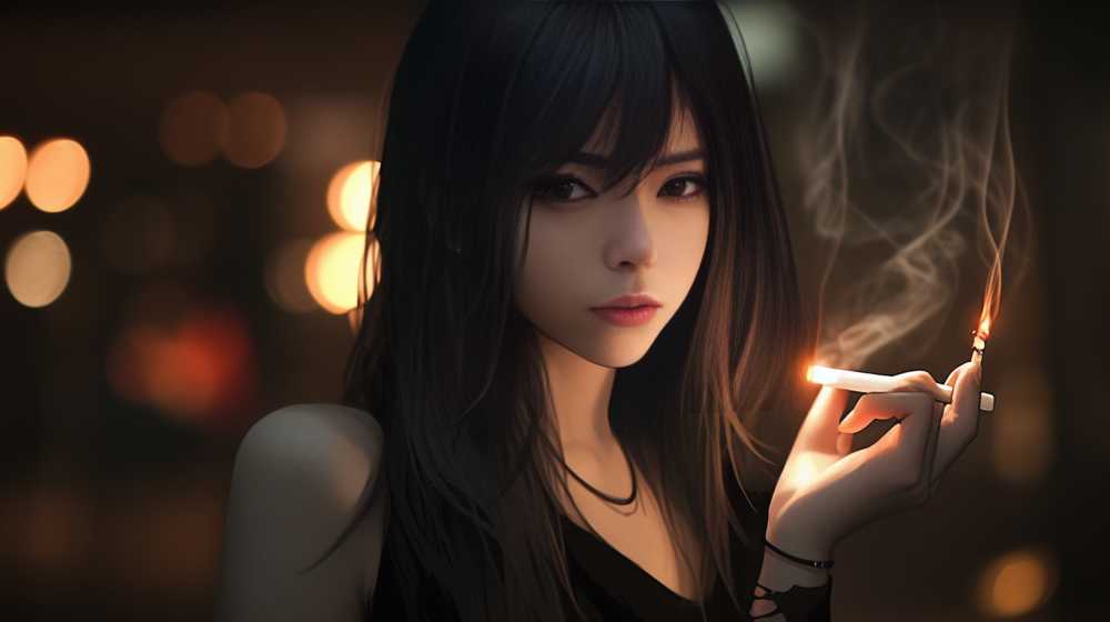 夜色美女抽烟