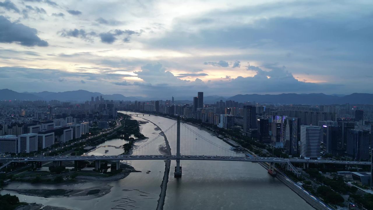 航拍福建福州鼓山大桥夜景