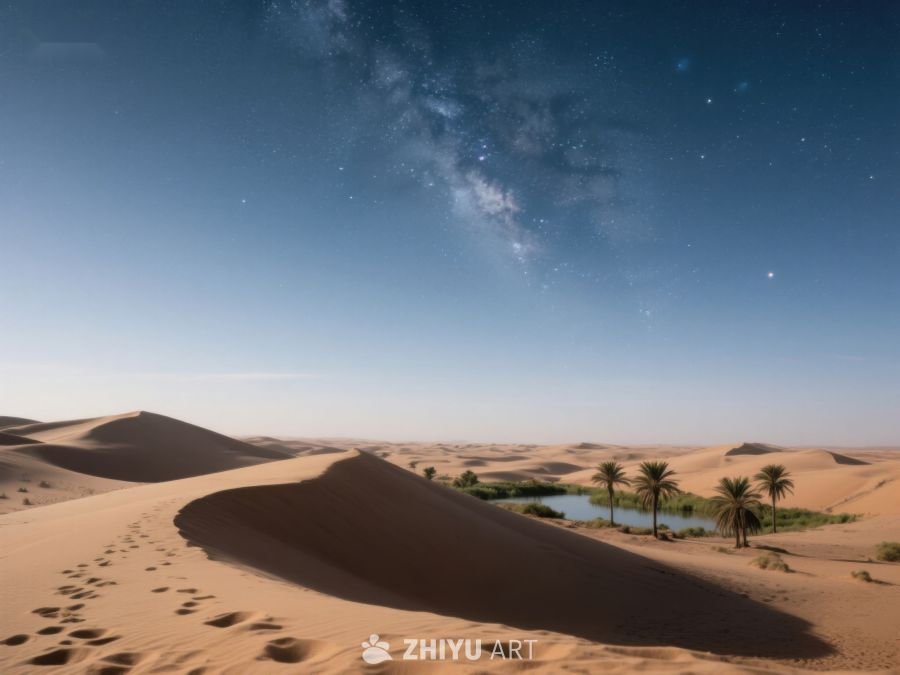 沙漠夜景：星空下的绿洲 87