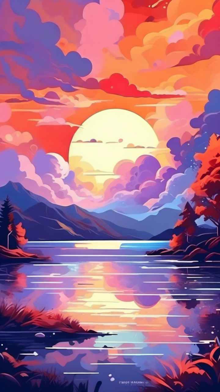 火烧云自然主题插画 32