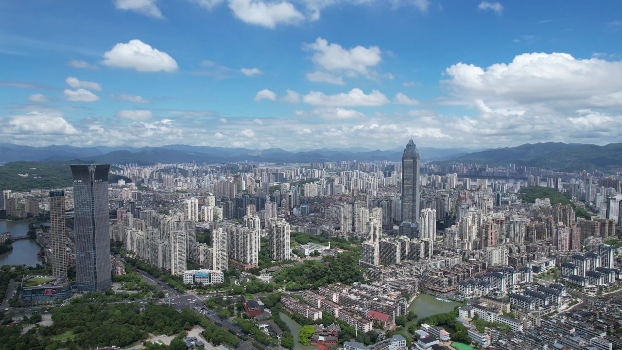 浙江温州城市风光航拍 