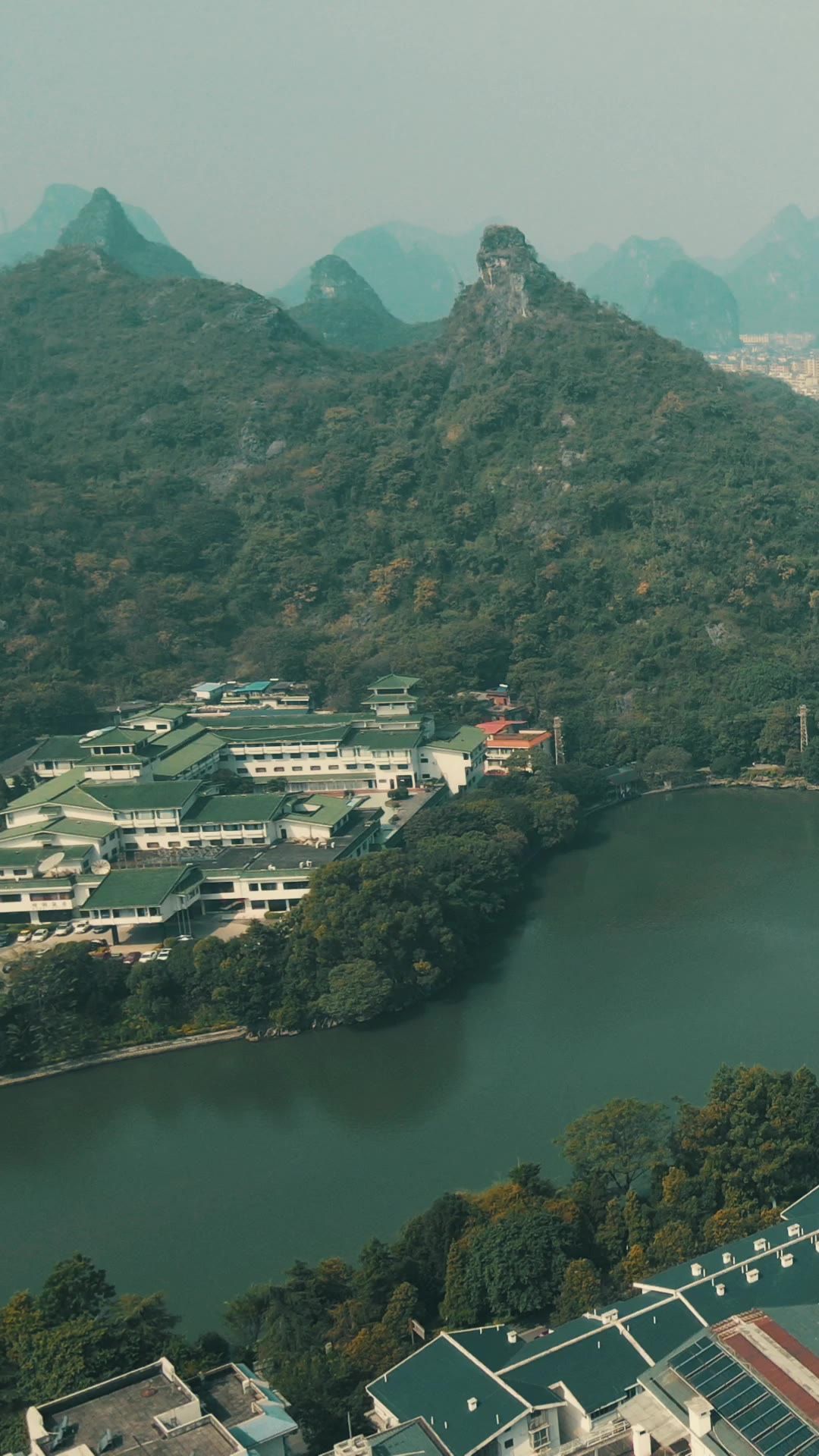 广西桂林城市风光竖屏航拍 