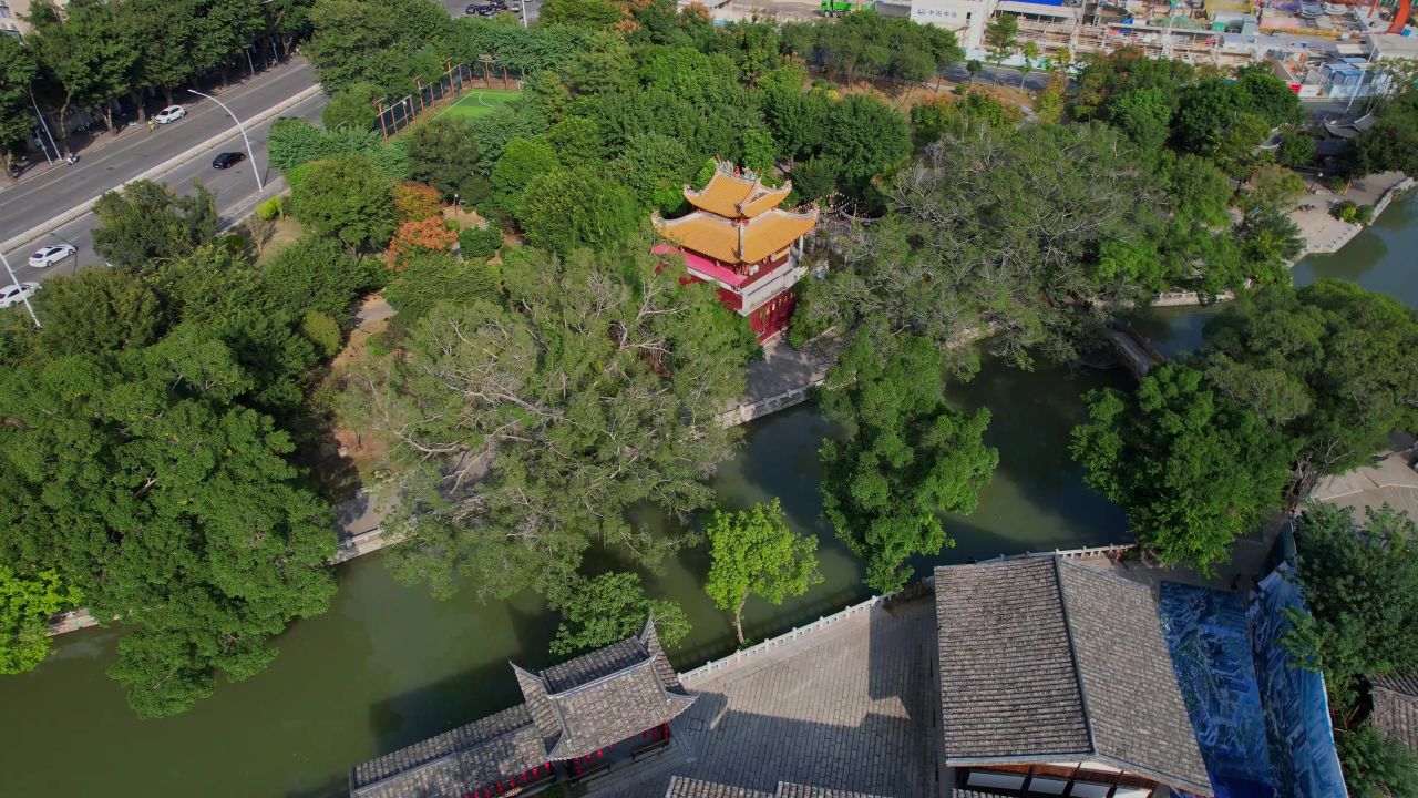 航拍福州打铁港公园