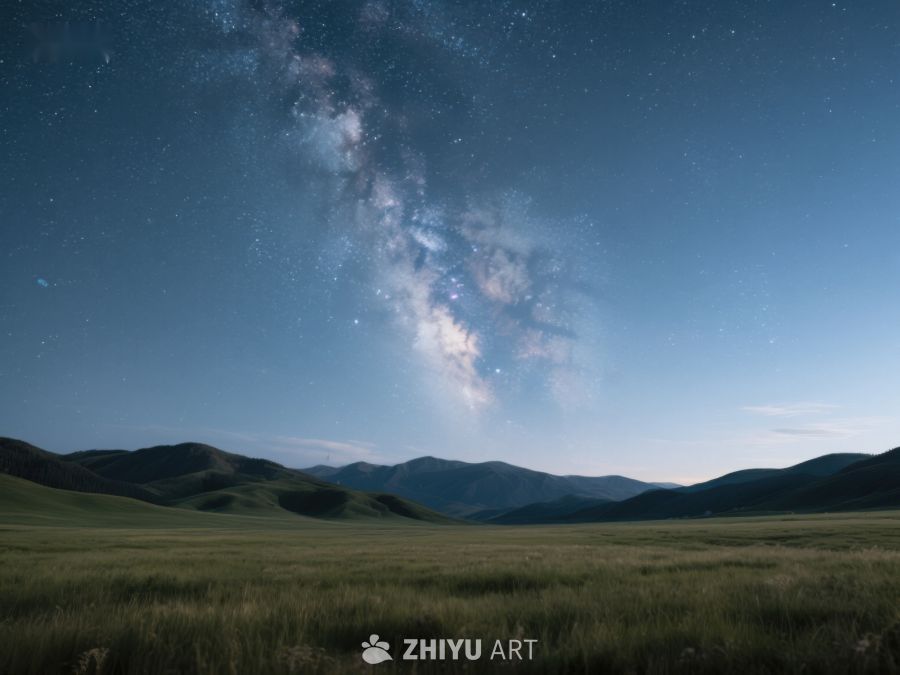 星空下的草原与远山 164
