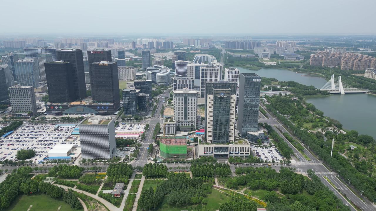 河南郑州城市风光地标建筑航拍 