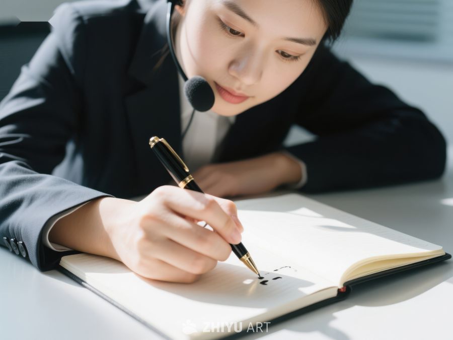 职场女性专注书写笔记 448