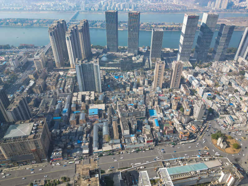 湖南长沙城市风光航拍摄影图