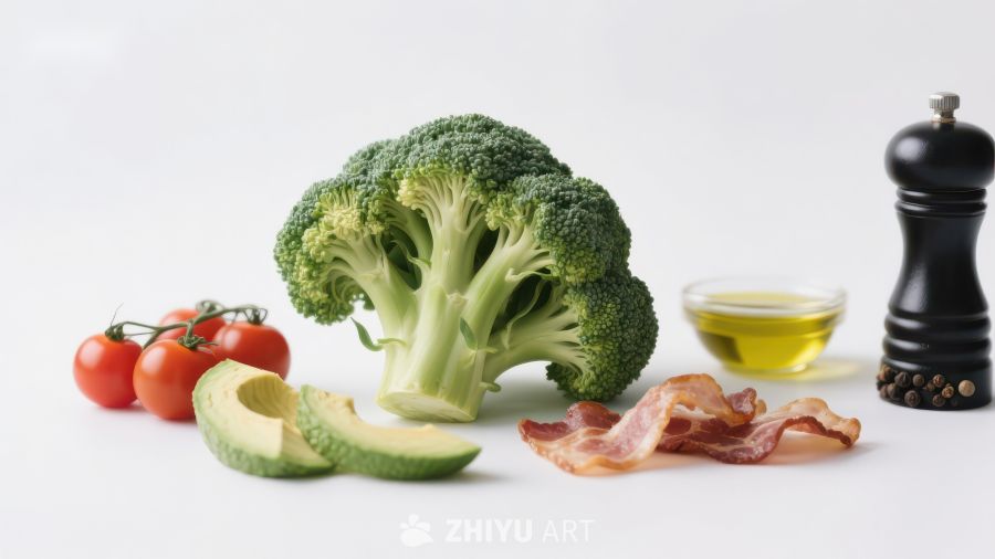 新鲜蔬菜与调味品组合