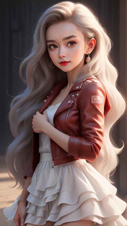 红色皮衣美女