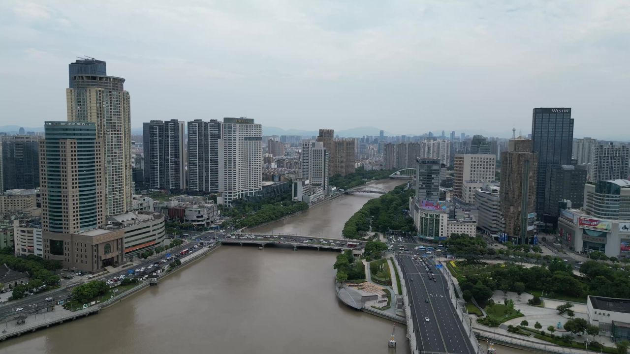  航拍浙江宁波城市风光宁波建设
