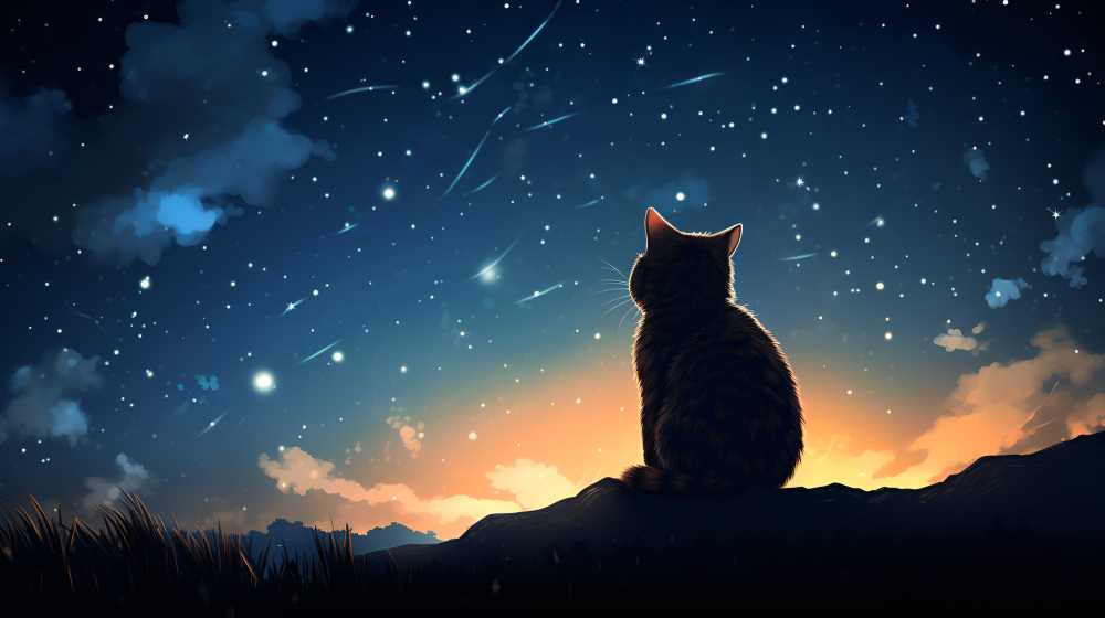 夜色下猫猫插画