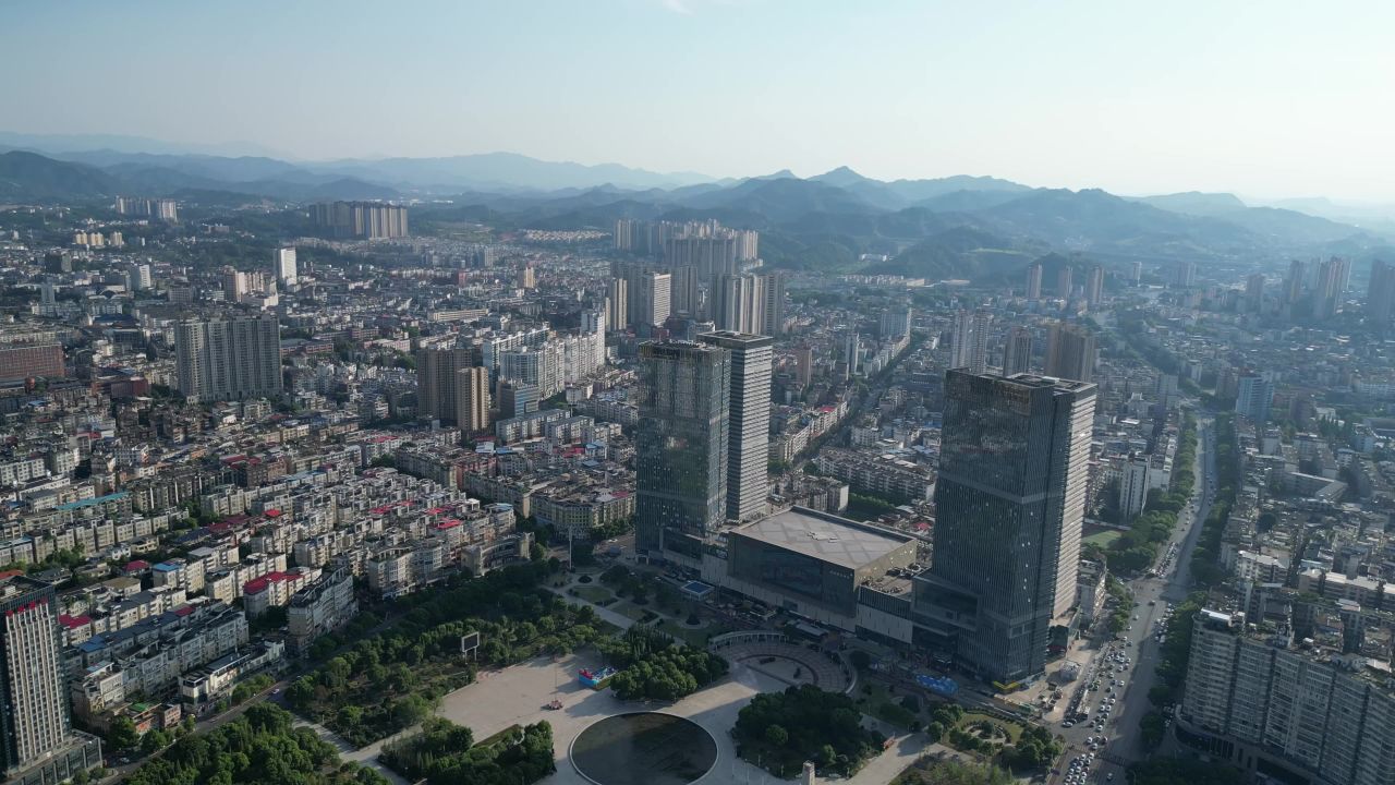 航拍江西萍乡润达国际秋收起义广场