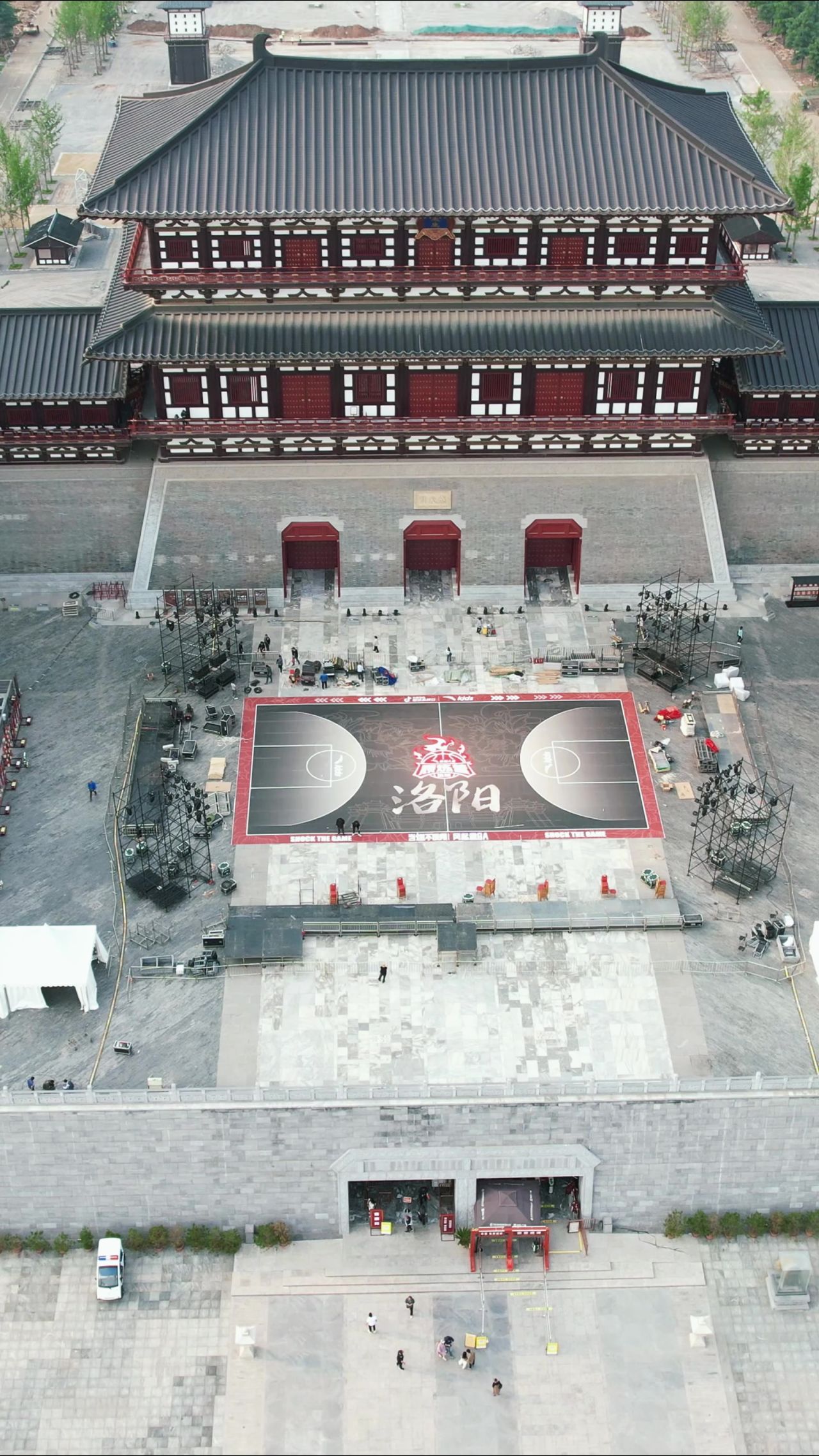 河南洛阳历史文化古建筑竖屏航拍 