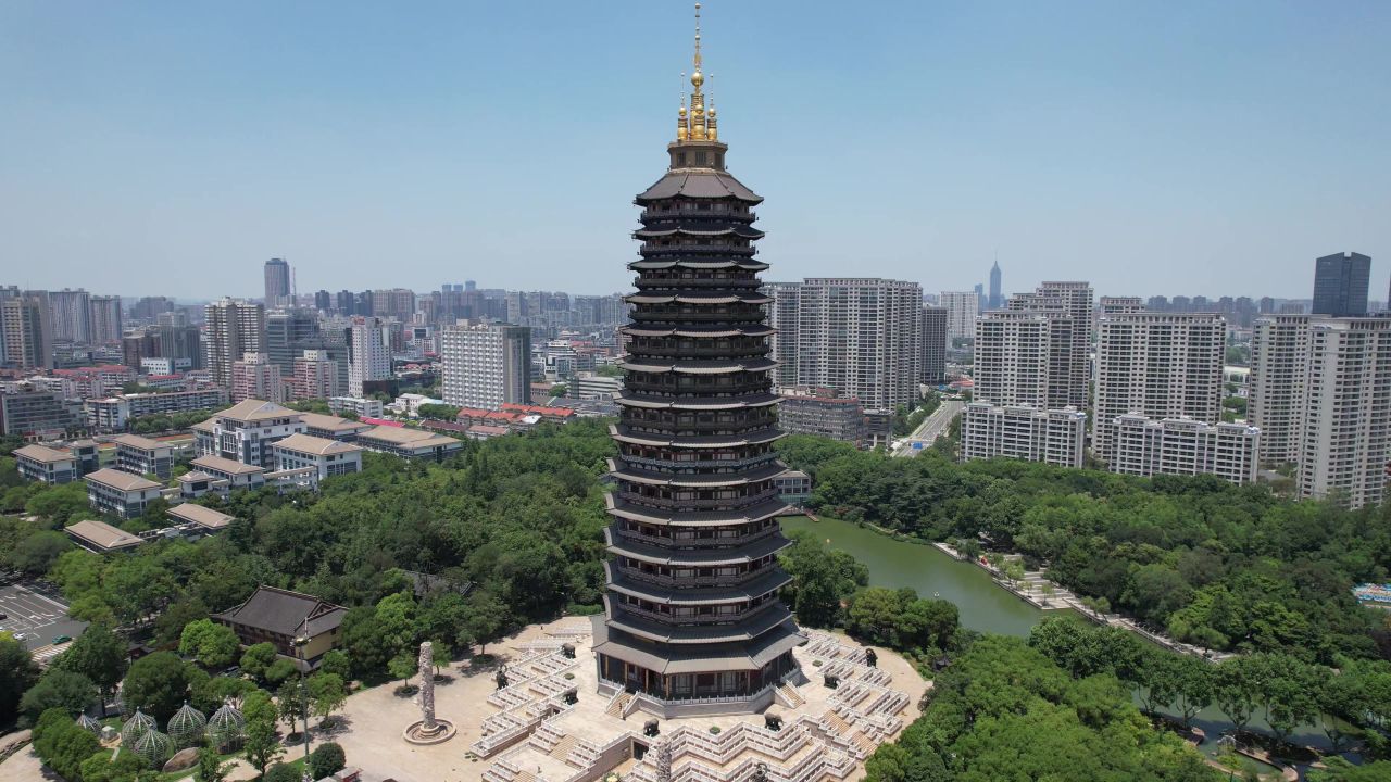 江苏常州城市风光航拍 