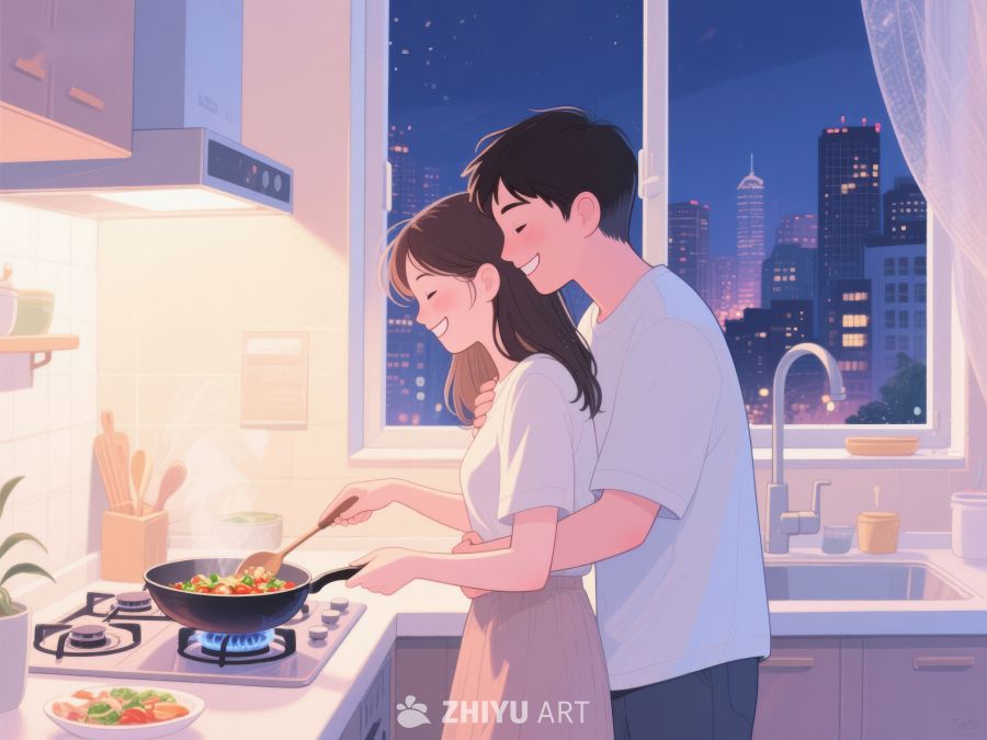 情侣厨房共煮温馨晚餐 510