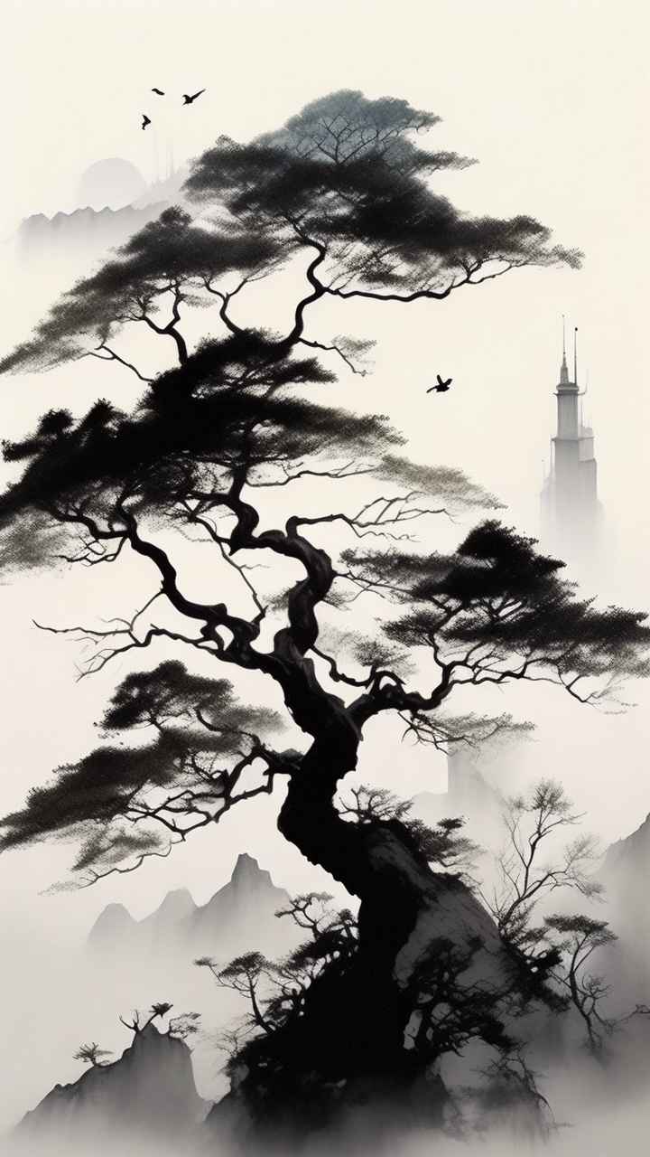 古风山水画唯美背景图 80