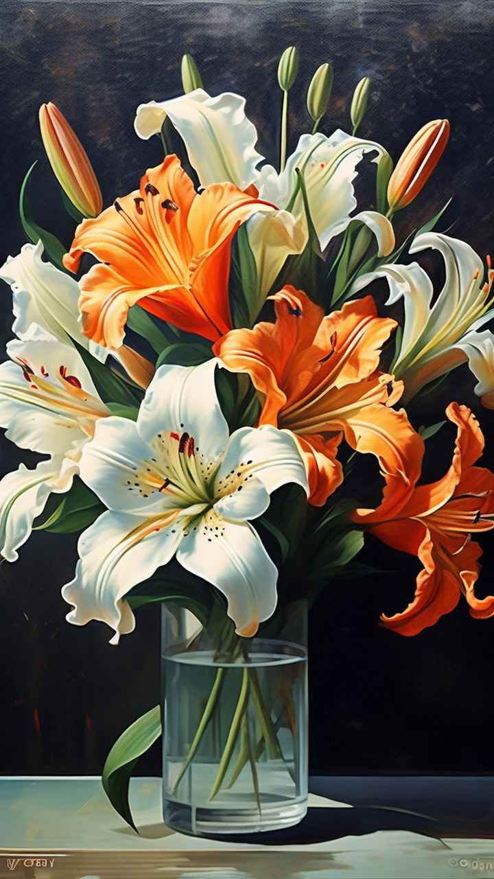 百合捧花插画平涂 28