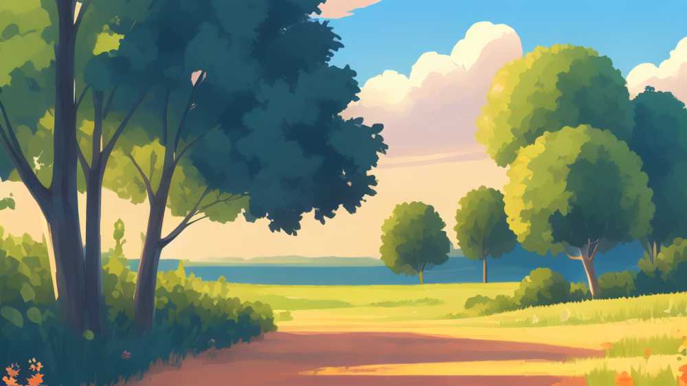 夏天唯美风景原创插画海报