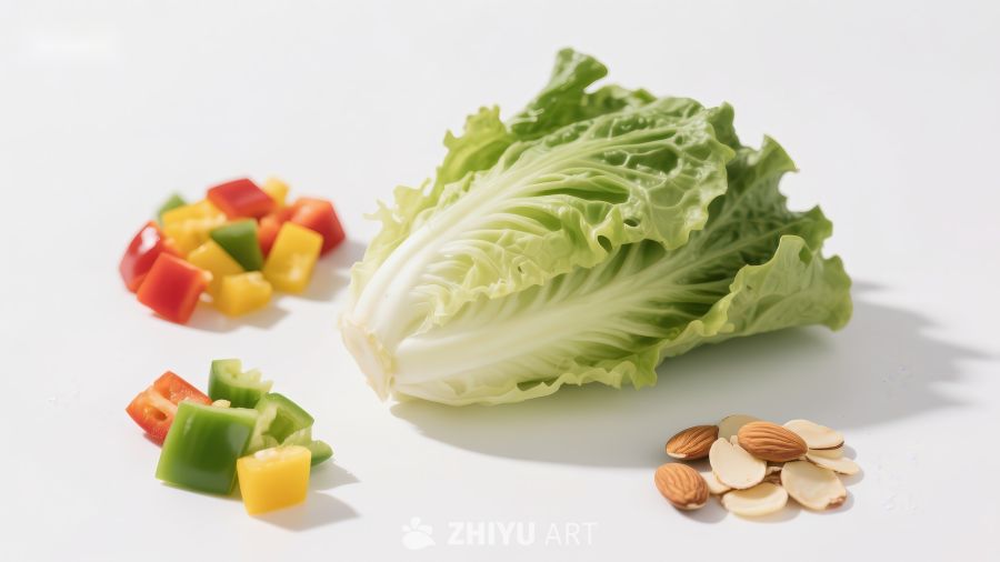 新鲜生菜与彩椒杏仁组合