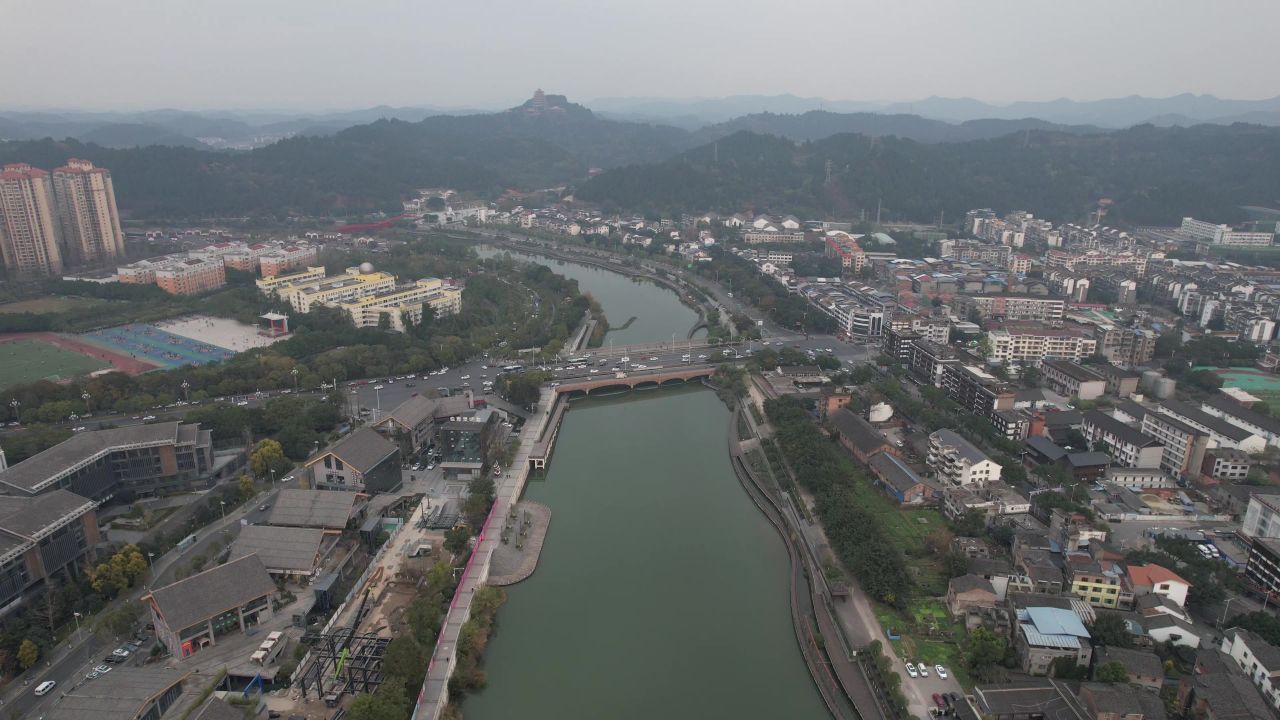 四川遂宁城市风光航拍