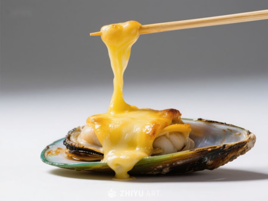 芝士焗扇贝，筷子挑起浓郁奶酪