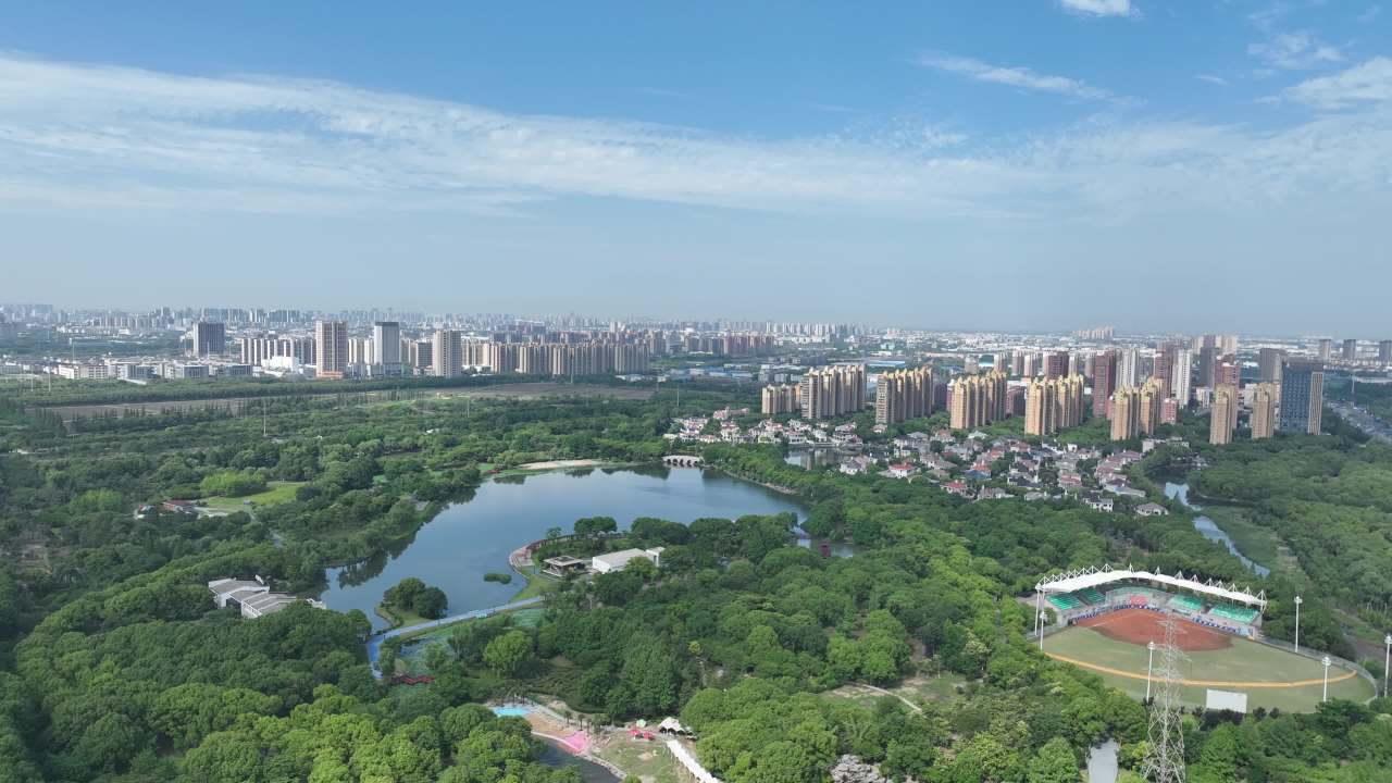 航拍江苏昆山体育生态园 2