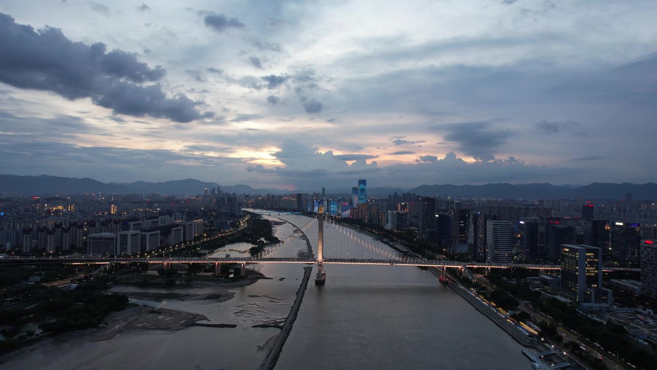 福建福州城市风光航拍 