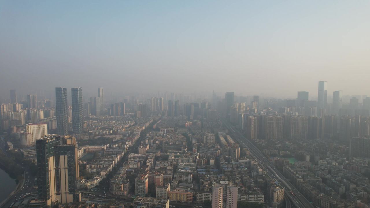 成都城市清晨航拍 