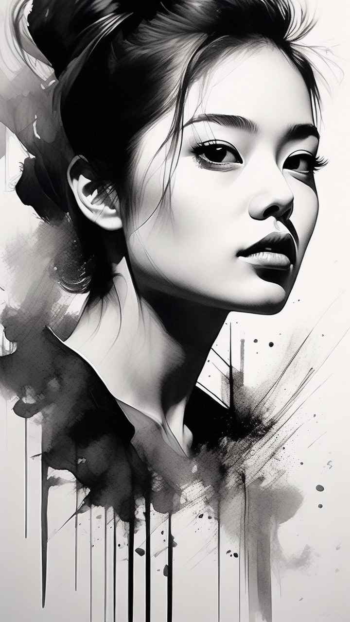 黑白美女艺术背景 15