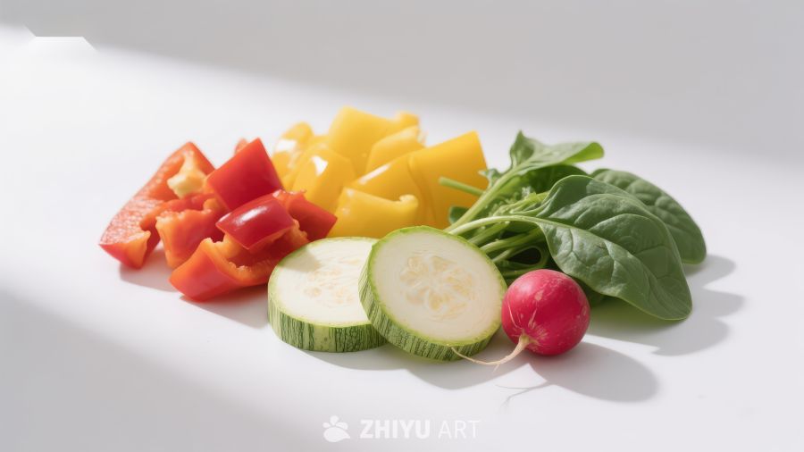 新鲜切块蔬菜静物