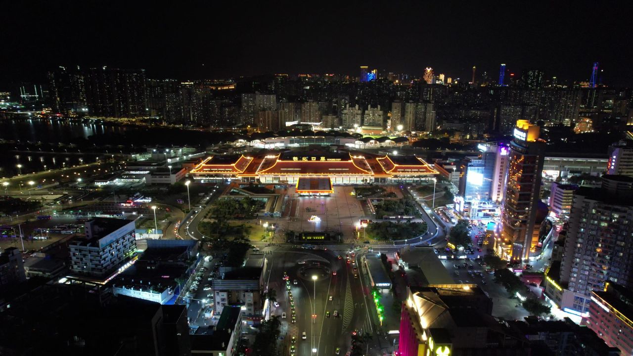 广东珠海城市风光航拍 