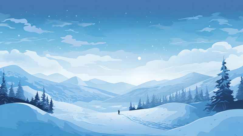 冬季唯美雪景创业插画 38