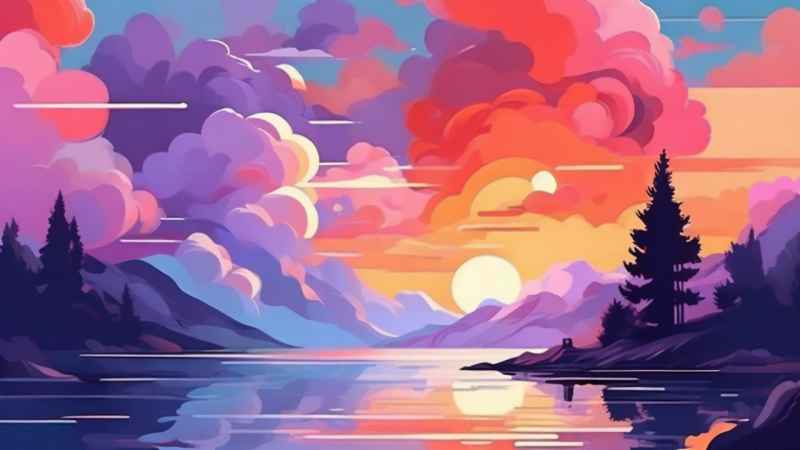 火烧云自然主题插画 16